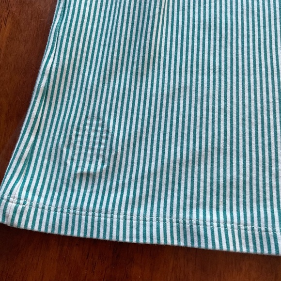 EUC Light Green Striped Tea Collection Shirt w/ Flutter Cap Sleeves & Pink Trim - Picture 5 of 6